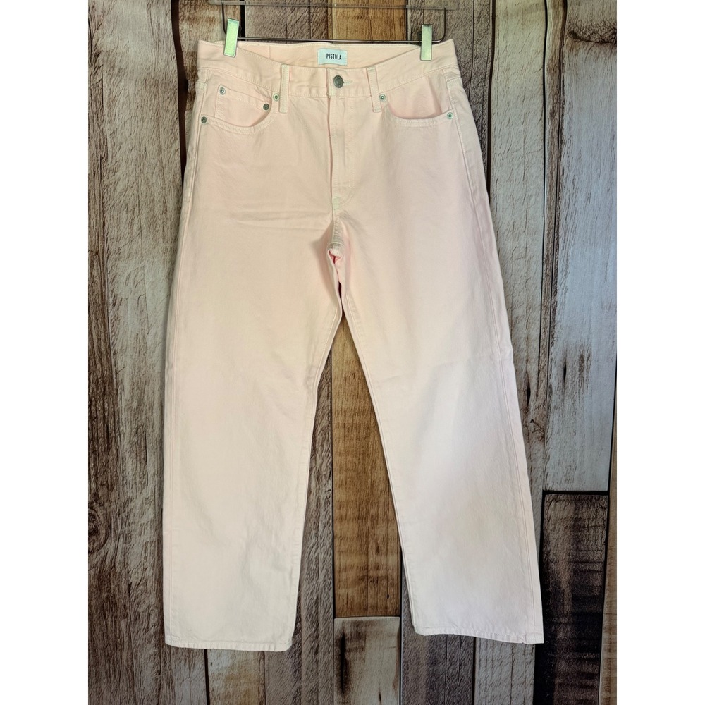 Pistola Lexi Mid Rise Bowed Straight Jeans Blush Pink Casual Trendy Size 28 NWT